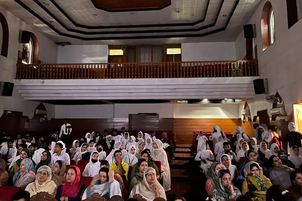 Students and faculty watch TFSA films at Government Women's College, Srinagar