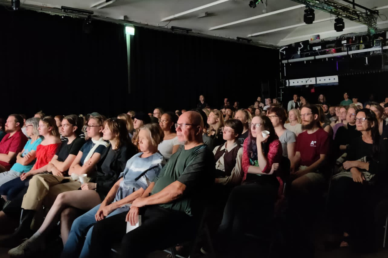 A packed hall watches TFSA films at the CultuReels Ethnographic Film Fesitval in Helsinki